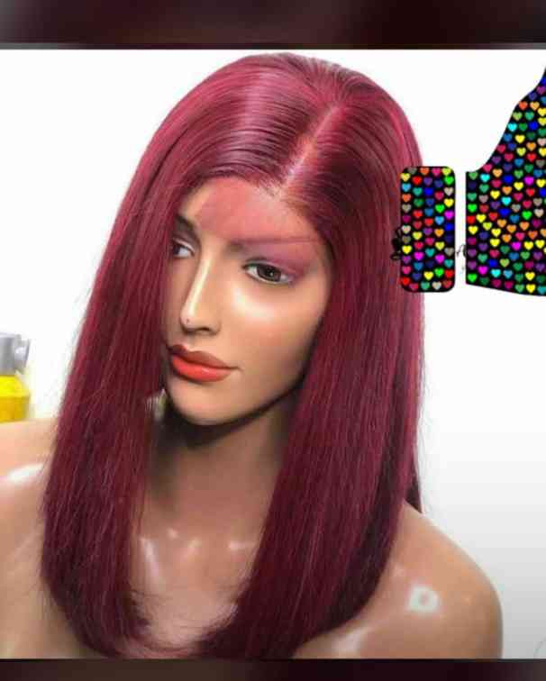 14-Inch Human Hair Wine Color Lace Front Wig – Bold & Beautiful
