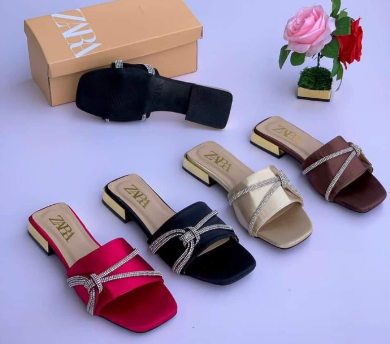 Zara Square-Toe Knot Detail Slides